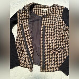 CABi Houndstooth Jacket Sweater Knit Sleeves